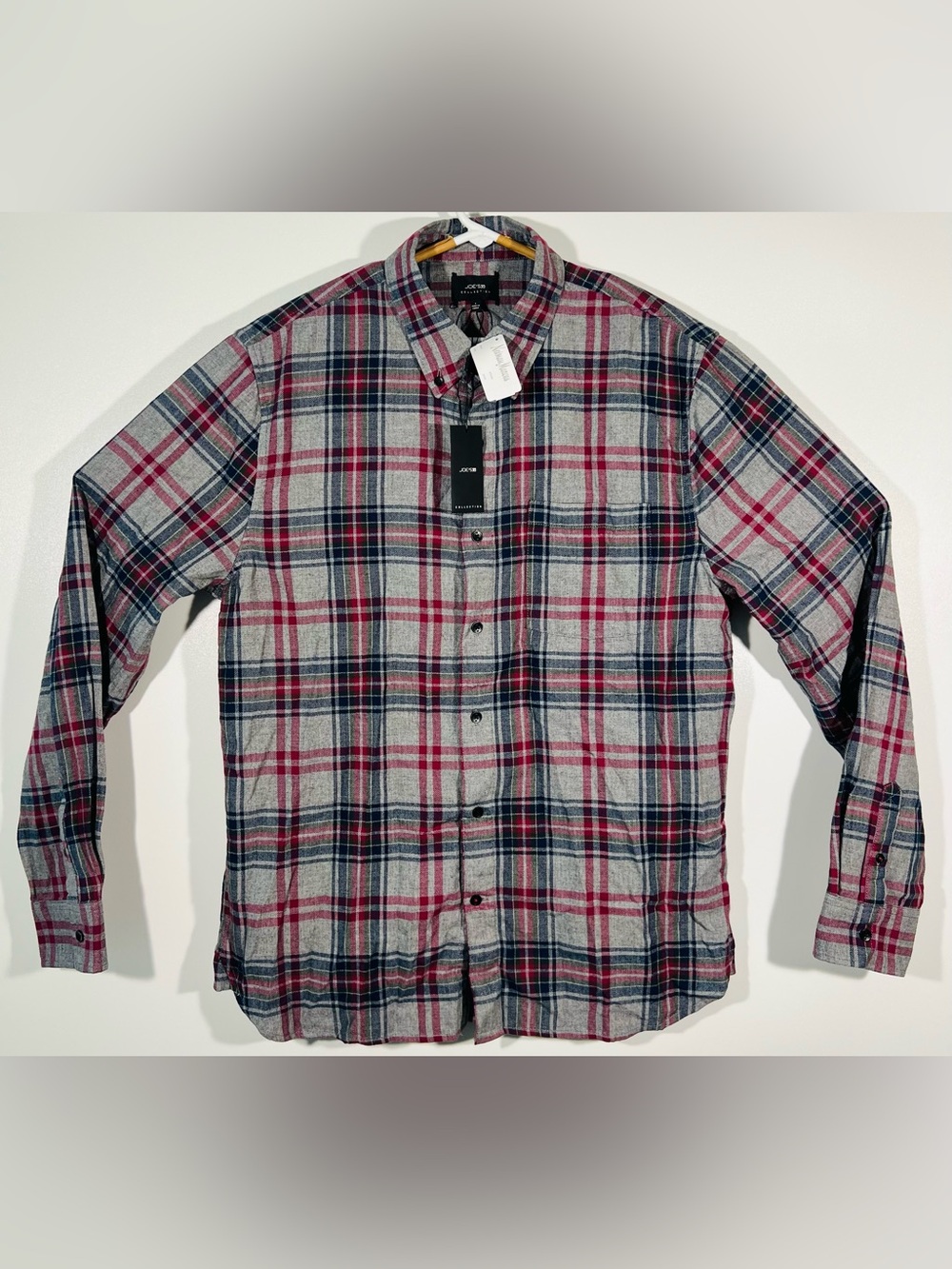 Joe's Jeans Collection Men's Large Flannel Shirt Gray Red Blue Plaid NWT $138